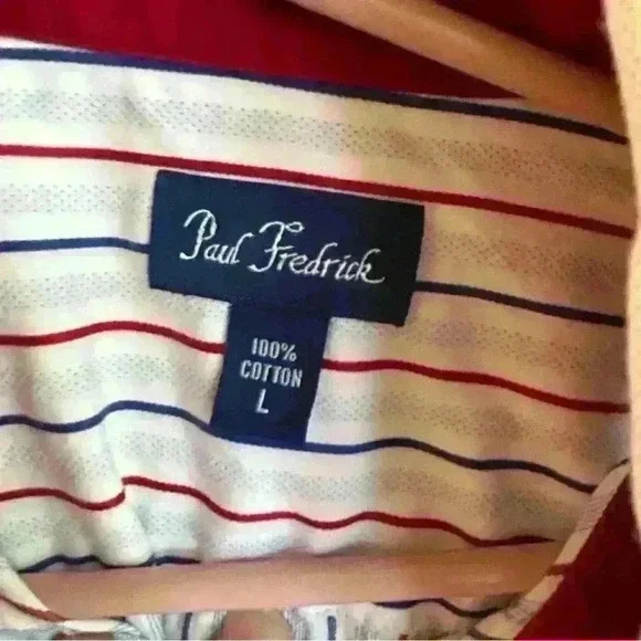 Paul Fredrick 100% Cotton long sleeve button up shirt men’s size L pinstripes - Picture 2 of 4